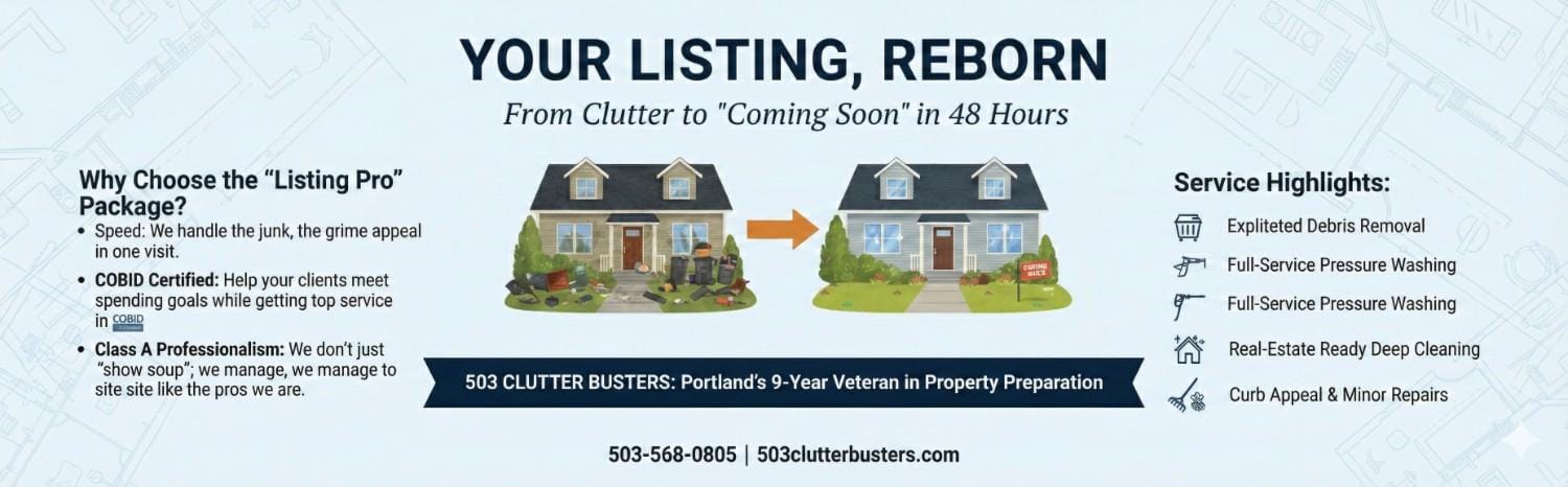 Professional digital Flyer ​Headline: Your Listing, Reborn. From Clutter to "Coming Soon" in 48 Hours.