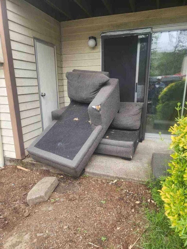 Abandoned couch on Porch