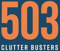 Blue, Orange, and White 503 Clutter Busters Badge